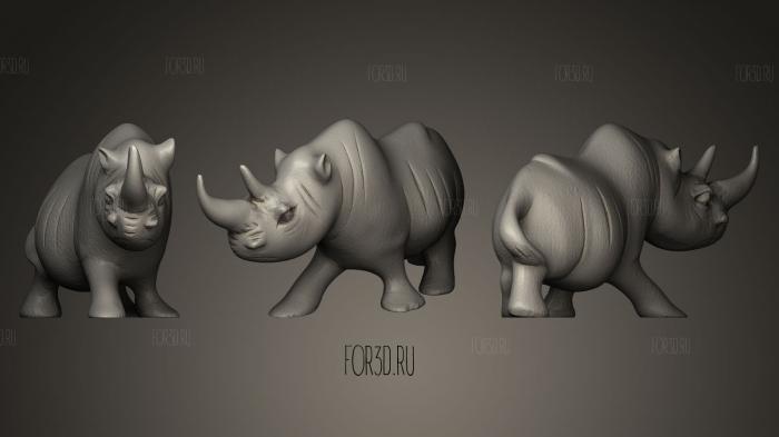 Rhino Sculpture 3D stl model for CNC